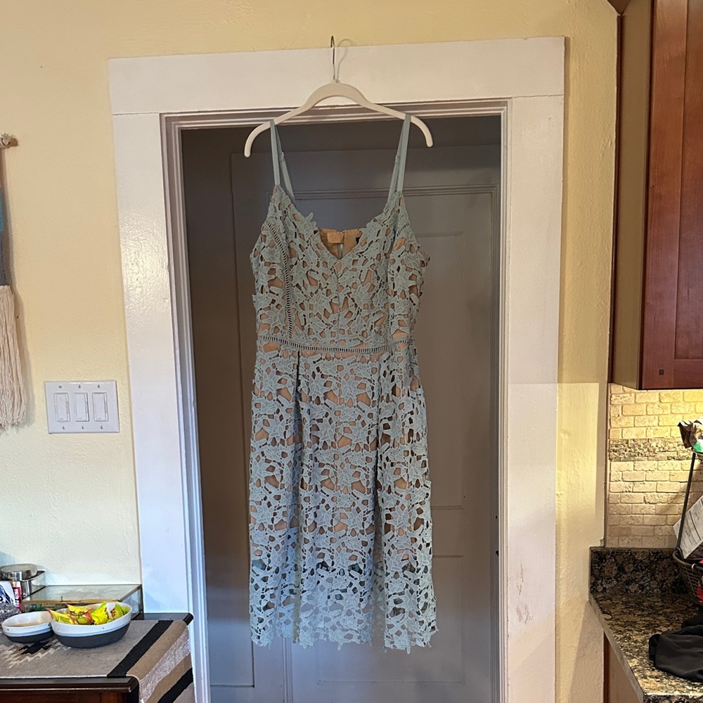 City Chic Light Blue Lace Midi Dress